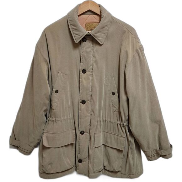 GH Bass Jacket Men Sz M Khaki Green Button Quilted Utility Field Chore Barn Coat - Picture 1 of 16